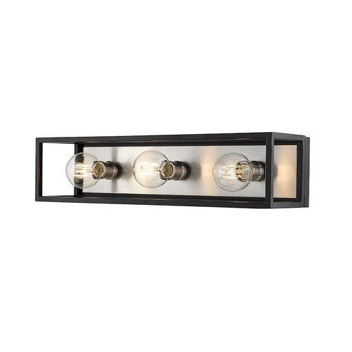 Z-Lite Kube 3 Light Vanity, Matte Black/Brushed Nickel -480-3V-MB-BN