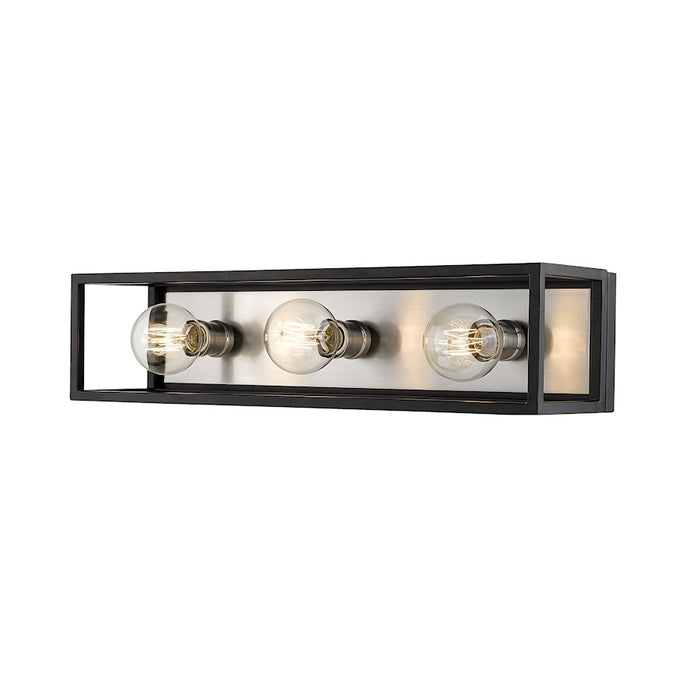 Z-Lite Kube 3 Light Vanity, Matte Black/Brushed Nickel -480-3V-MB-BN