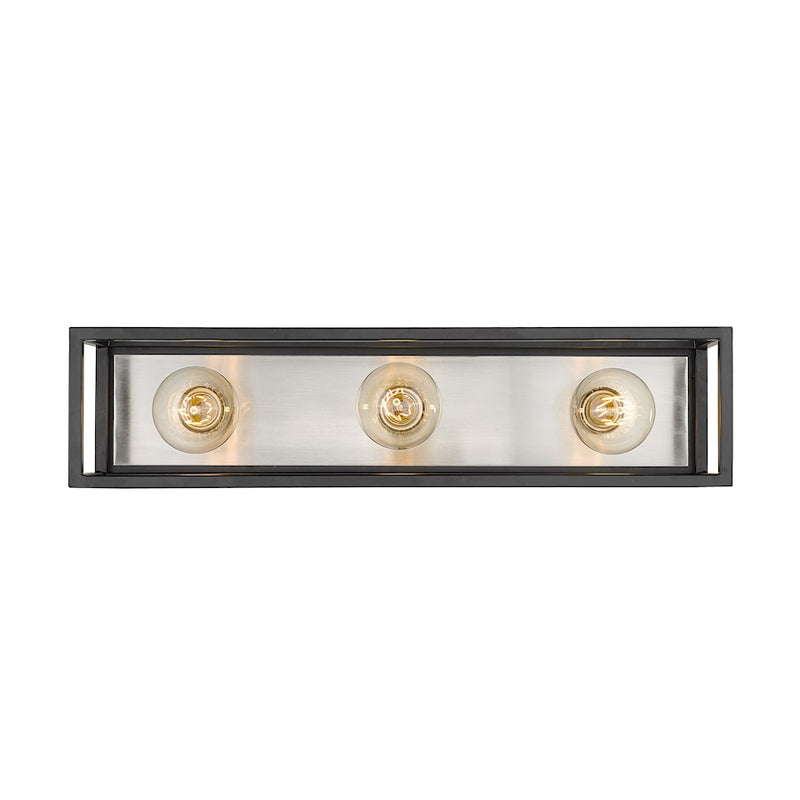 Z-Lite Kube 3 Light Vanity, Matte Black/Brushed Nickel