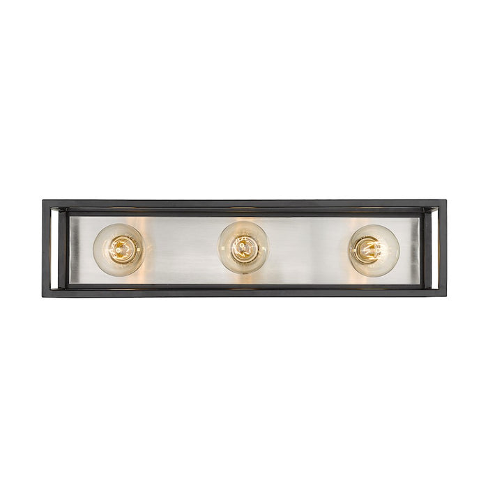 Z-Lite Kube 3 Light Vanity, Matte Black/Brushed Nickel