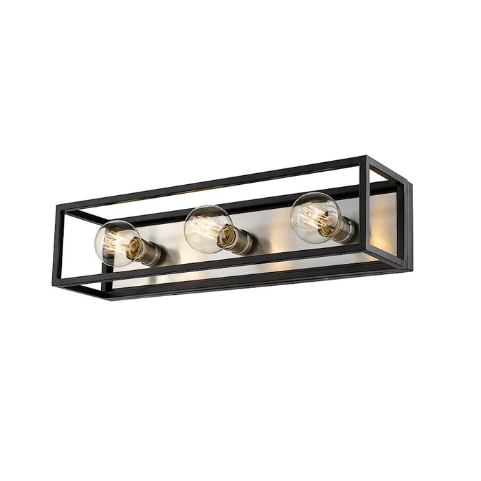 Z-Lite Kube 3 Light Vanity, Matte Black/Brushed Nickel