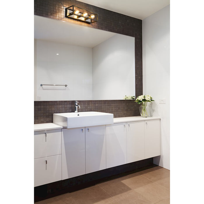 Z-Lite Kube 3 Light Vanity, Matte Black/Brushed Nickel