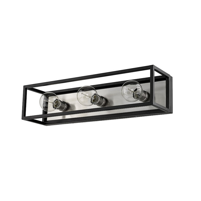 Z-Lite Kube 3 Light Vanity, Matte Black/Brushed Nickel