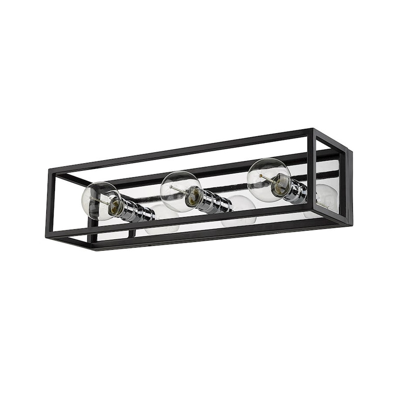 Z-Lite Kube 3 Light Vanity, Matte Black/Chrome