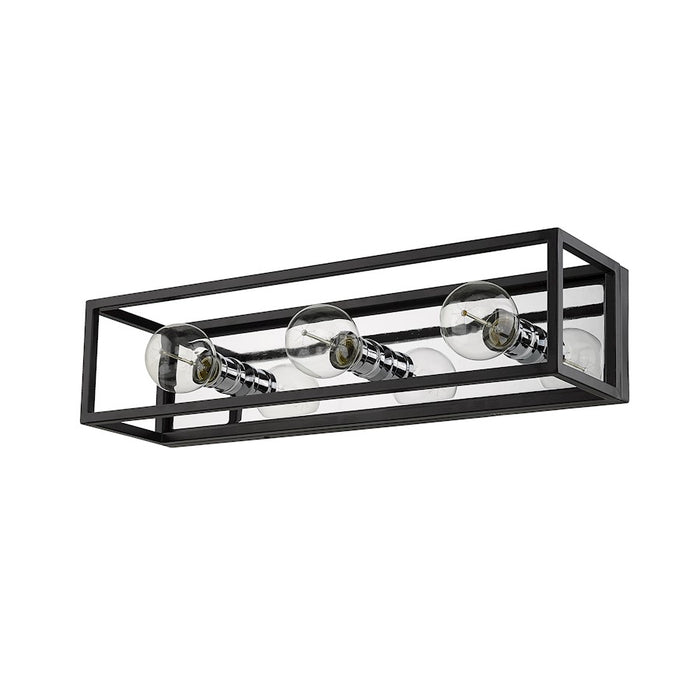Z-Lite Kube 3 Light Vanity, Matte Black/Chrome