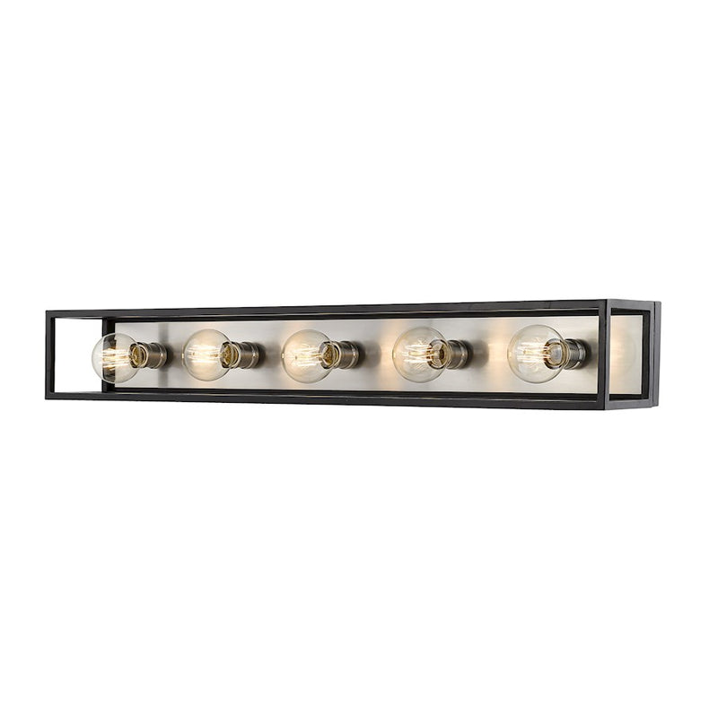 Z-Lite Kube 5 Light Vanity, Matte Black/Brushed Nickel -480-5V-MB-BN