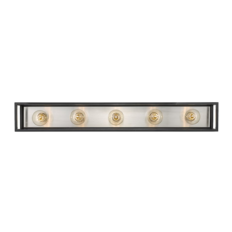 Z-Lite Kube 5 Light Vanity, Matte Black/Brushed Nickel