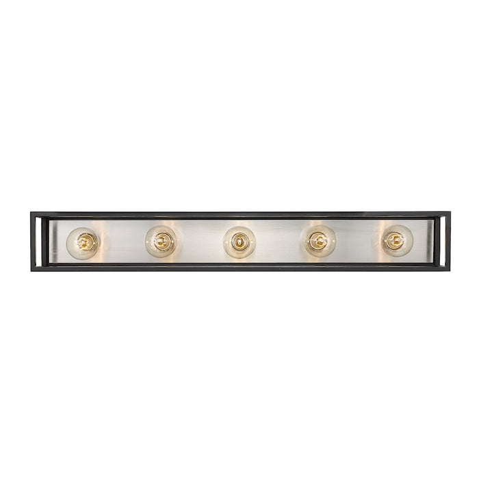 Z-Lite Kube 5 Light Vanity, Matte Black/Brushed Nickel