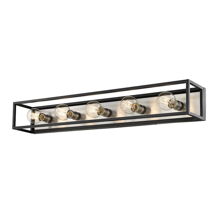 Z-Lite Kube 5 Light Vanity, Matte Black/Brushed Nickel