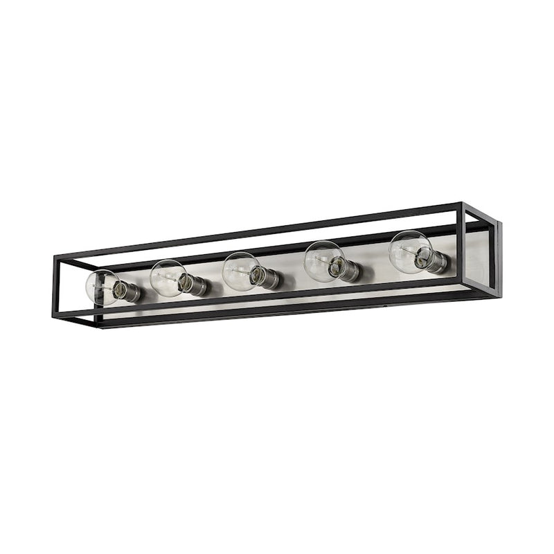 Z-Lite Kube 5 Light Vanity, Matte Black/Brushed Nickel