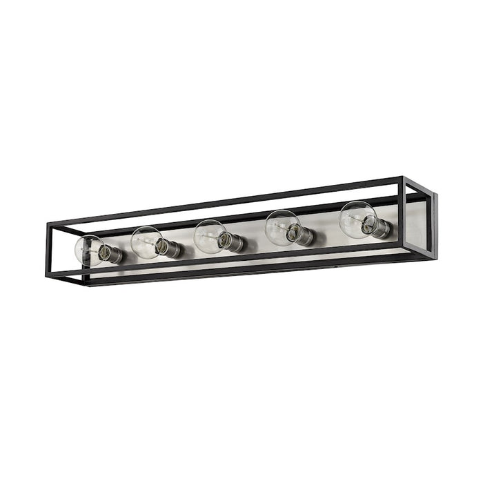 Z-Lite Kube 5 Light Vanity, Matte Black/Brushed Nickel