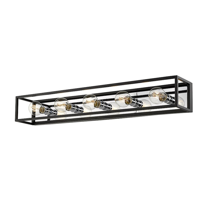 Z-Lite Kube 5 Light Vanity, Matte Black/Chrome