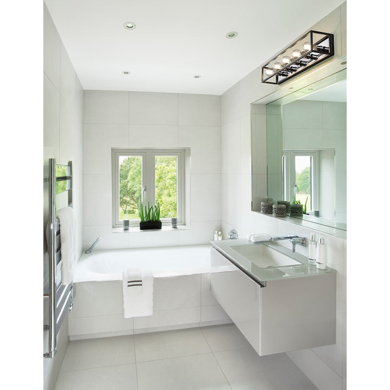 Z-Lite Kube 5 Light Vanity, Matte Black/Chrome