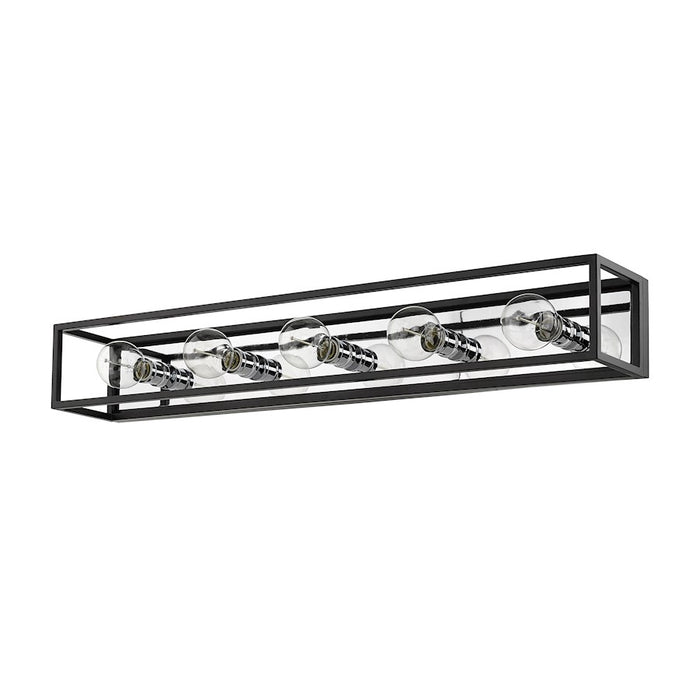 Z-Lite Kube 5 Light Vanity, Matte Black/Chrome