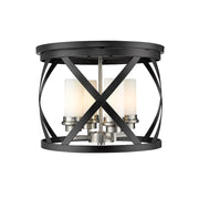 Z-Lite Malcalester 4 Light 12" Flush, Black/Brushed Nickel, Whte - 481F16-MB-BN