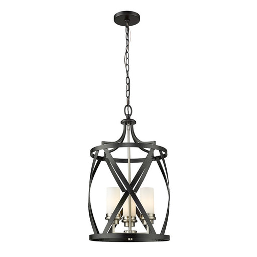 Z-Lite Malcalester 3 Light 25" Pendant, Black/Nickel/White