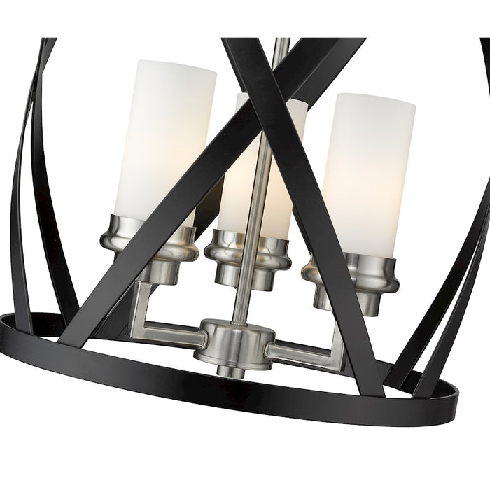 Z-Lite Malcalester 3 Light 25" Pendant, Black/Nickel/White