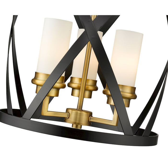 Z-Lite Malcalester 3 Light 25" Pendant, Black/Olde Brass/White