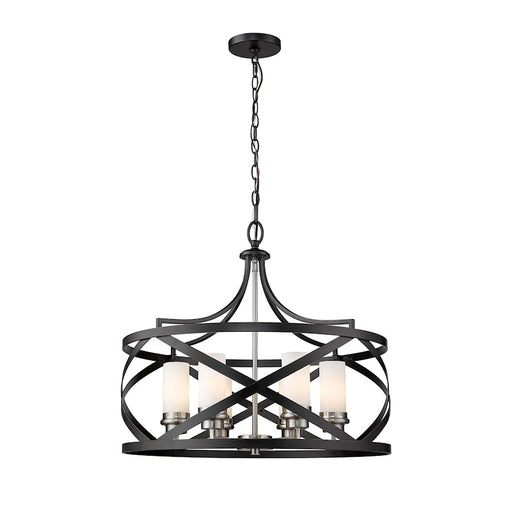 Z-Lite Malcalester 6 Light 21" Pendant, Black/Brushed Nickel/White