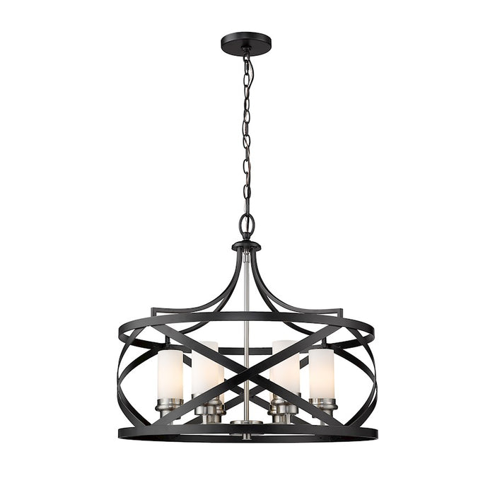 Z-Lite Malcalester 6 Light 21" Pendant, Black/Brushed Nickel/White