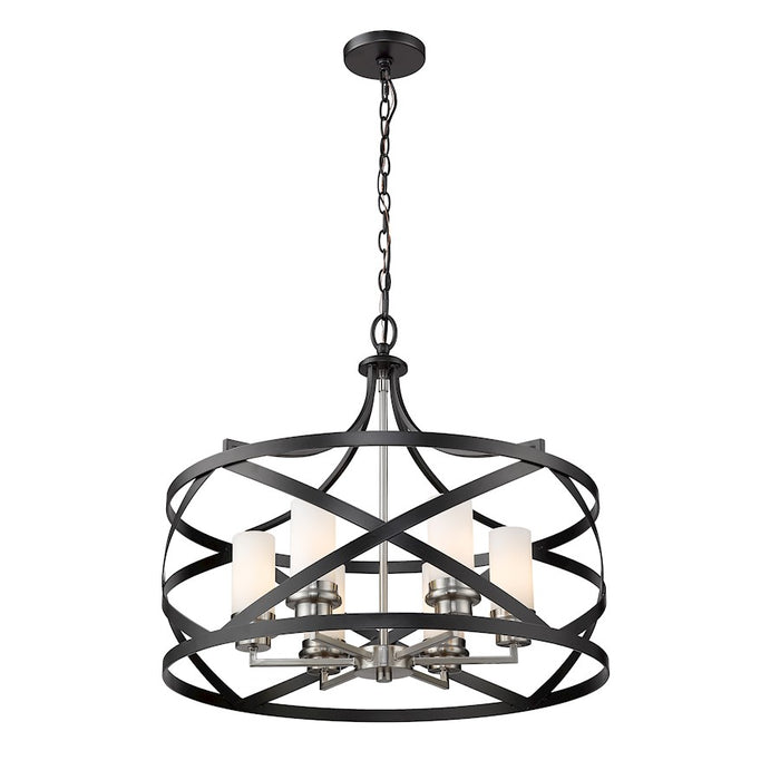 Z-Lite Malcalester 6 Light 21" Pendant, Black/Brushed Nickel/White