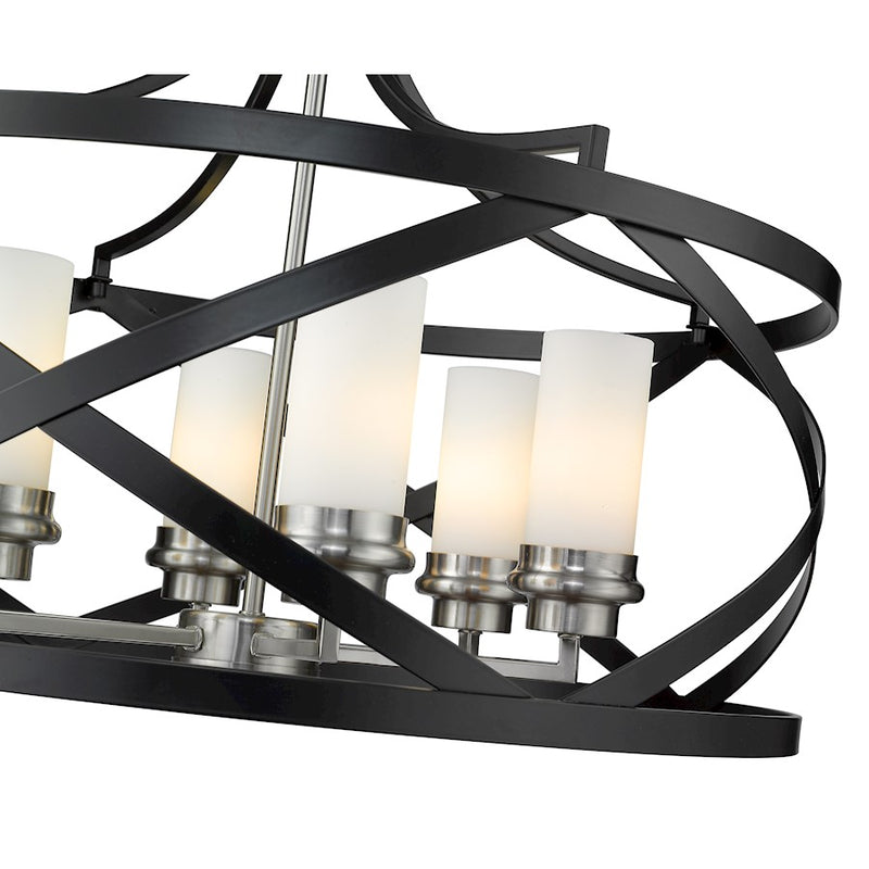 Z-Lite Malcalester 6 Light 21" Pendant, Black/Brushed Nickel/White