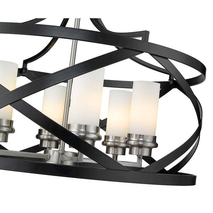Z-Lite Malcalester 6 Light 21" Pendant, Black/Brushed Nickel/White