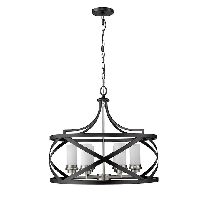Z-Lite Malcalester 6 Light 21" Pendant, Black/Brushed Nickel/White