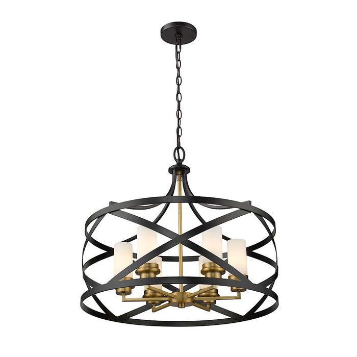 Z-Lite Malcalester 6 Light 21" Pendant, Matte Black/Olde Brass/White