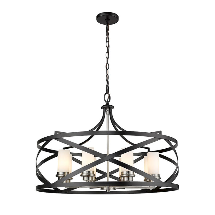 Z-Lite Malcalester 8 Light 21" Pendant, Black/Nickel/White