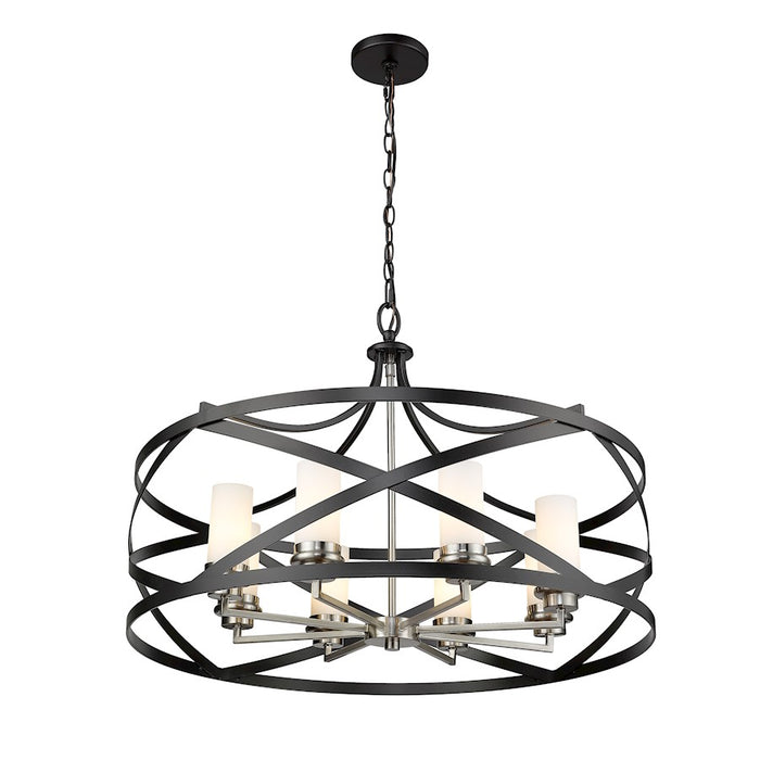 Z-Lite Malcalester 8 Light 21" Pendant, Black/Nickel/White