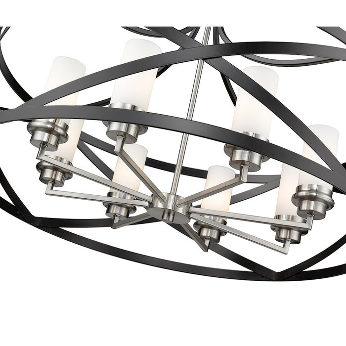 Z-Lite Malcalester 8 Light 21" Pendant, Black/Nickel/White