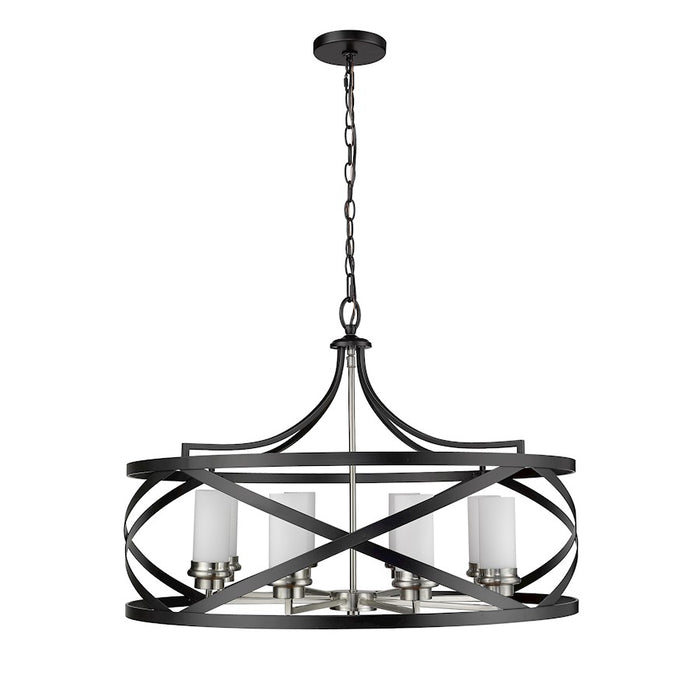 Z-Lite Malcalester 8 Light 21" Pendant, Black/Nickel/White