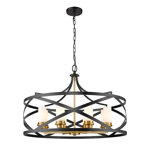 Z-Lite Malcalester 8 Light 21" Pendant, Black/Olde Brass/White