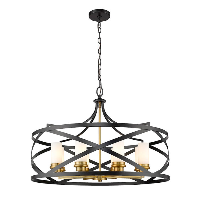 Z-Lite Malcalester 8 Light 21" Pendant, Black/Olde Brass/White