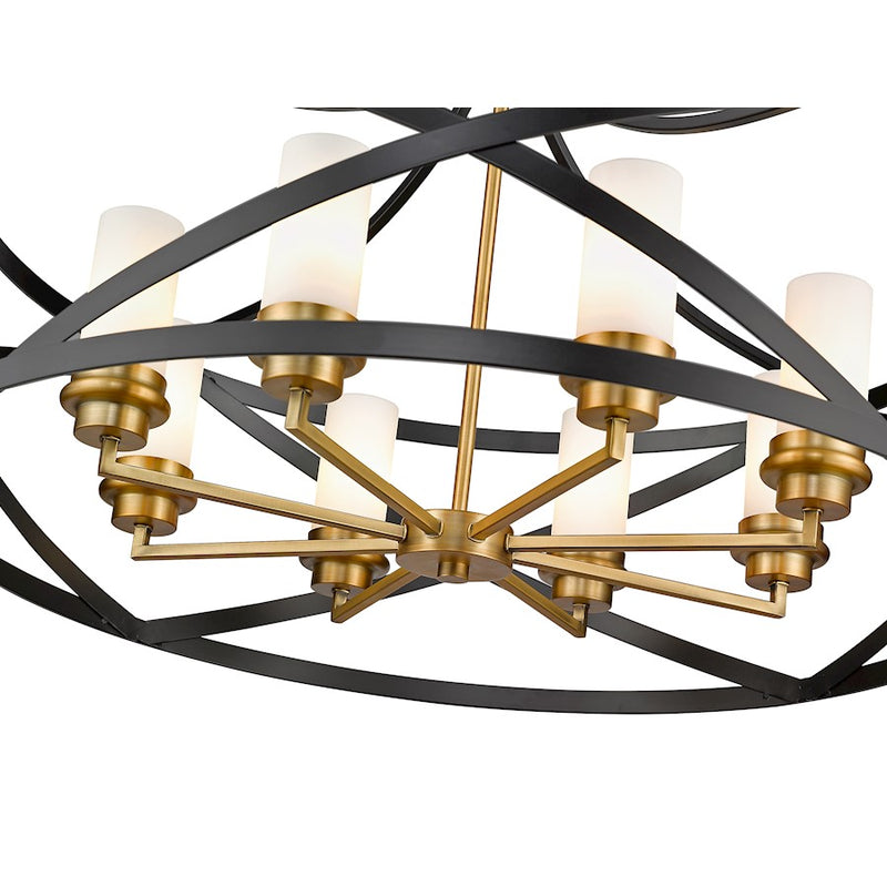 Z-Lite Malcalester 8 Light 21" Pendant, Black/Olde Brass/White