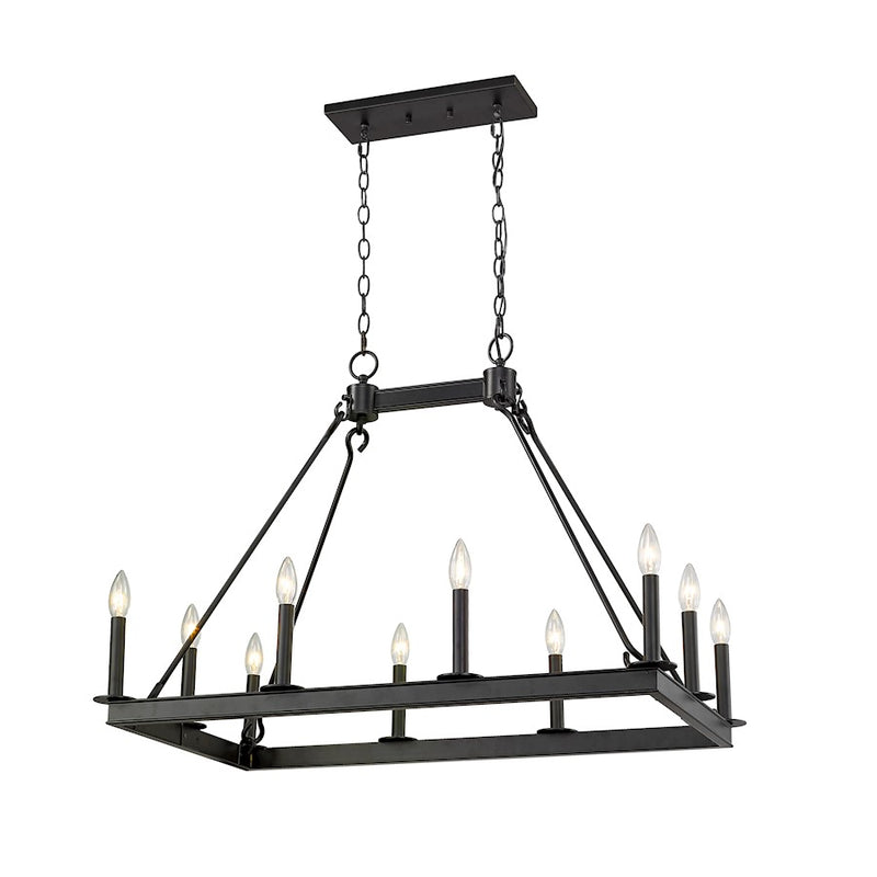Z-Lite Barclay 10 Light 25.75" Island/Billiard, Matte Black -482-10L-MB