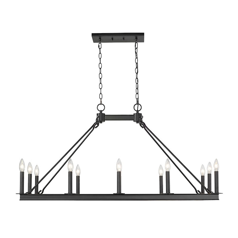 Z-Lite Barclay 12 Light 25" Island/Billiard, Matte Black