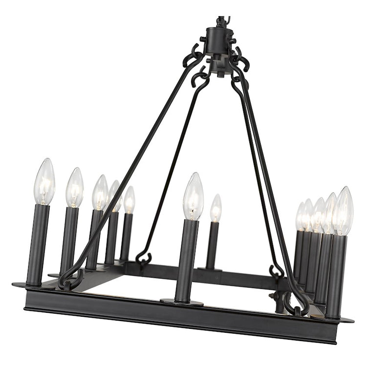 Z-Lite Barclay 12 Light 25" Island/Billiard, Matte Black