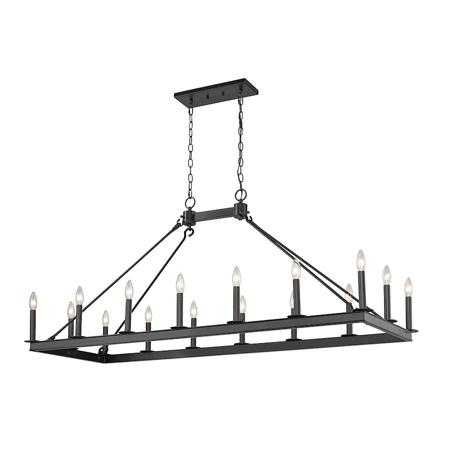 Z-Lite Barclay 16 Light 25.5" Island/Billiard, Matte Black -482-16L-MB