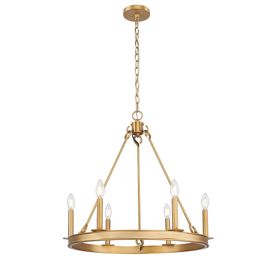 Z-Lite Barclay 6 Light 25" Chandelier, Rubbed Brass/Rubbed Brass - 482R-6RB