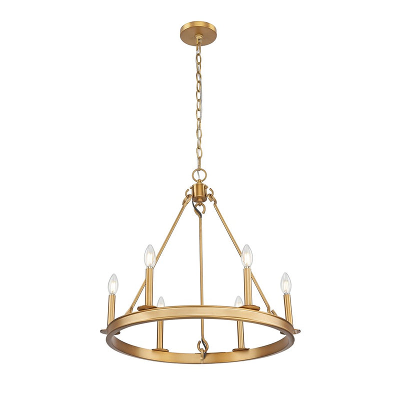 Z-Lite Barclay 6 Light 25" Chandelier, Rubbed Brass/Rubbed Brass