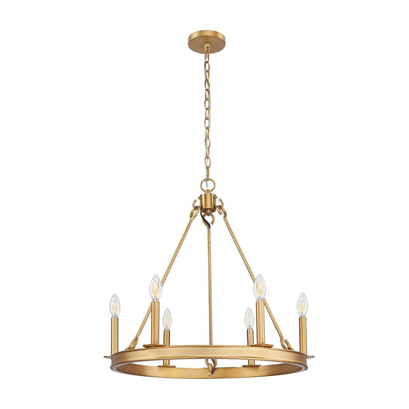 Z-Lite Barclay 6 Light 25" Chandelier, Rubbed Brass/Rubbed Brass