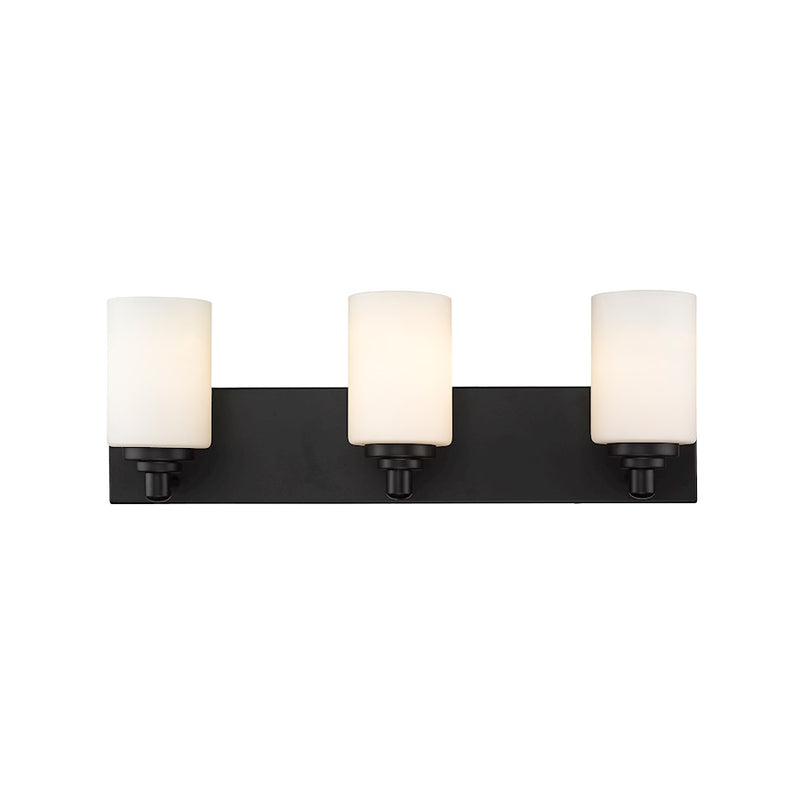 Z-Lite Soledad 3 Light Vanity, Matte Black/White