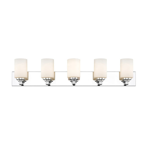 Z-Lite Soledad 5 Light Vanity, Chrome/White
