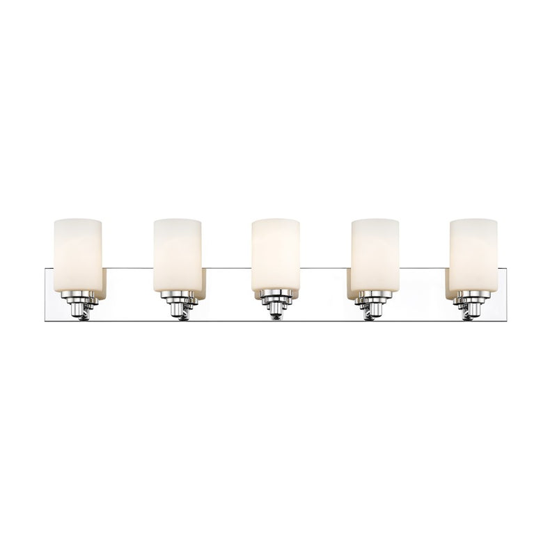 Z-Lite Soledad 5 Light Vanity, Chrome/White