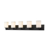 Z-Lite Soledad 5 Light Vanity, Matte Black, White - 485-5V-MB