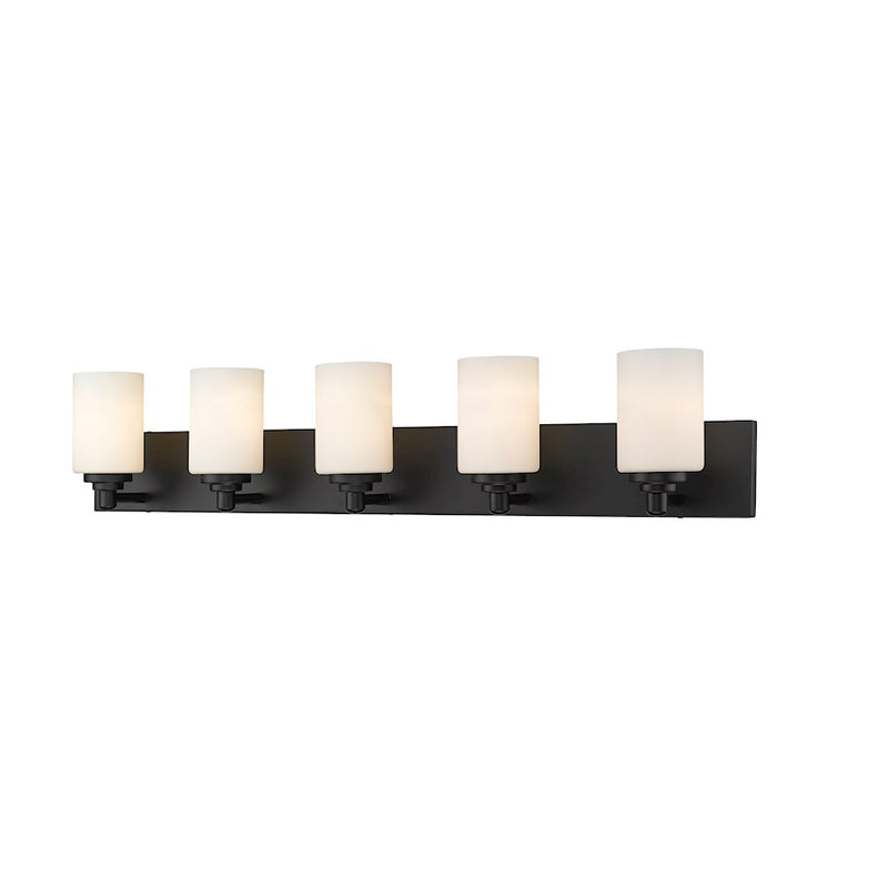 Z-Lite Soledad 5 Light Vanity, Matte Black, White - 485-5V-MB
