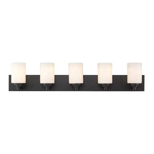 Z-Lite Soledad 5 Light Vanity, Matte Black/White