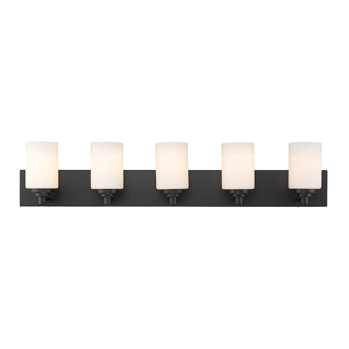 Z-Lite Soledad 5 Light Vanity, Matte Black/White